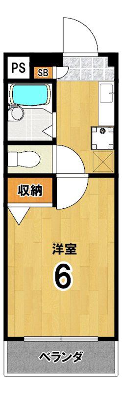 パルテール西川(1K/3階)の間取り写真