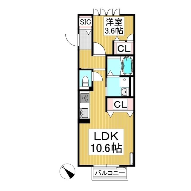 ブランショコラ(1LDK/1階)の間取り写真