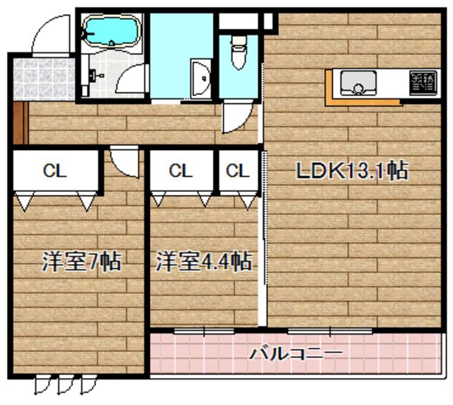 シャーメゾン ラッフィナート(2LDK/2階)の間取り写真