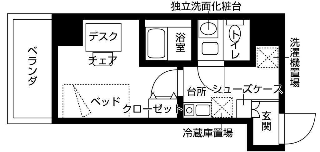 フレンシアエール町田(1K/12階)の間取り写真