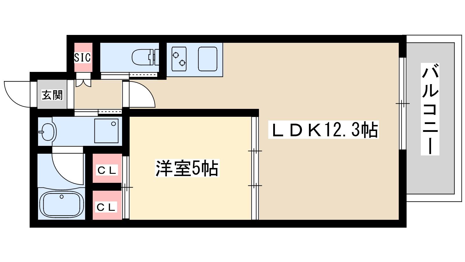 プレジオ三国EURO(1LDK/5階)の間取り写真