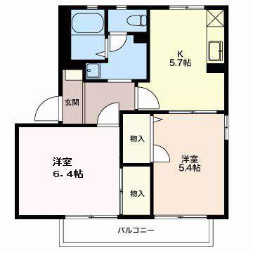 サンパレス平尾(2K/1階)の間取り写真