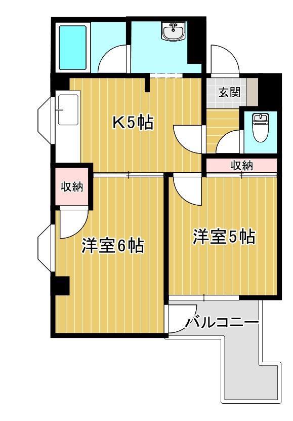 モンシャトー足利成和(2DK/5階)の間取り写真