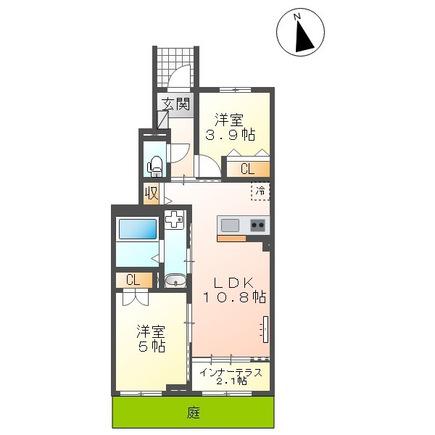 URBAN STAGEA春日I(2LDK/1階)の間取り写真
