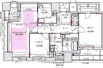 ディーグラセンス上町台ハイレジデンス(3LDK/14階)の間取り写真