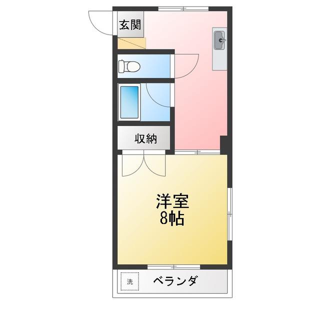 メゾンあき(1DK/2階)の間取り写真