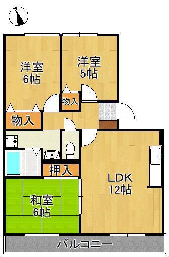 リバーフィールド I(3LDK/3階)の間取り写真