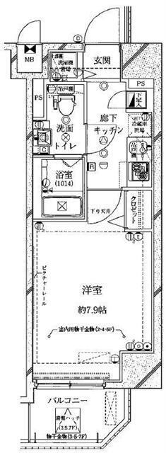セジョリ江戸川橋(1K/7階)の間取り写真