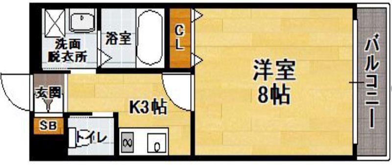 ピュアドームサンミッシェル博多(1K/7階)の間取り写真