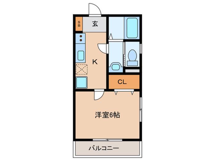 ラメール霞ヶ丘(1K/1階)の間取り写真