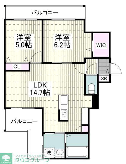 グランベル(2LDK/3階)の間取り写真