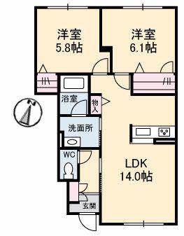 メゾン エル ソニド(2LDK/1階)の間取り写真