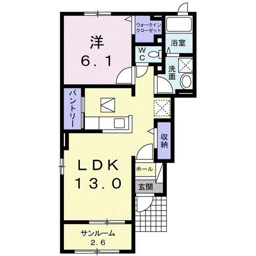 アレンデールA棟(1LDK/1階)の間取り写真