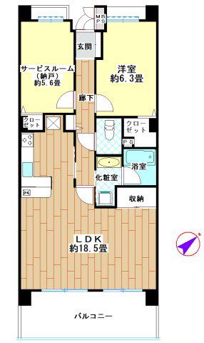 ライオンズガーデン湘南緑が浜(1SLDK/9階)の間取り写真