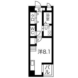 ワイズ東別院(ワンルーム/2階)の間取り写真
