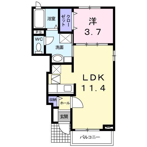 イリーデトウール(1LDK/1階)の間取り写真
