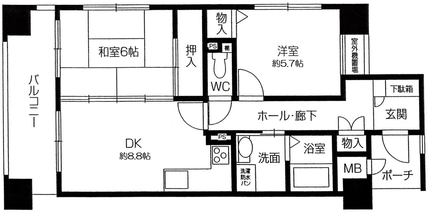 プレラにしのみや(2DK/11階)の間取り写真