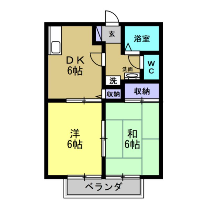 ウィステリア(2DK/1階)の間取り写真