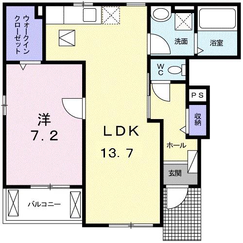 ウェブ・ビレッジ・日良(1LDK/1階)の間取り写真