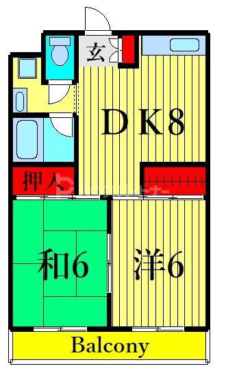 クリアメゾン(2DK/2階)の間取り写真