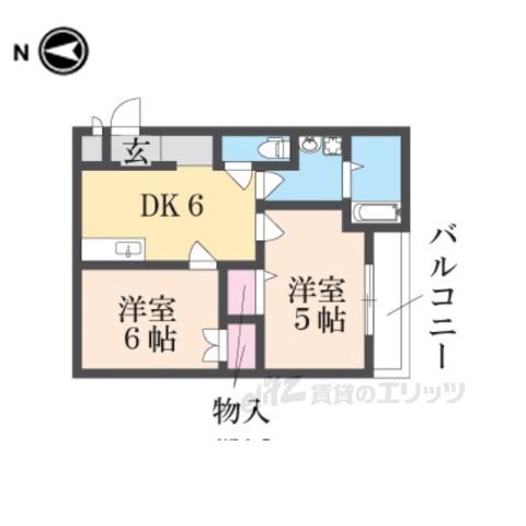 権内マンション(2K/2階)の間取り写真