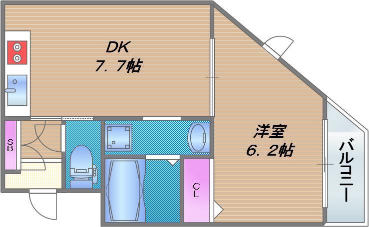 ステラートコート玉造(1DK/5階)の間取り写真