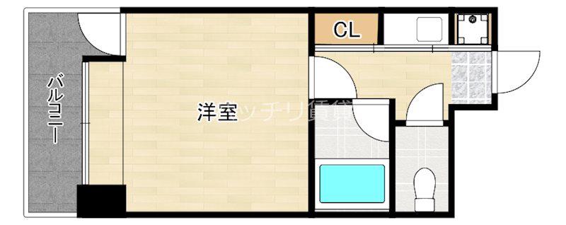 ピュアドームデイス西公園(1K/3階)の間取り写真