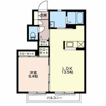 エスポワールE(1LDK/1階)の間取り写真