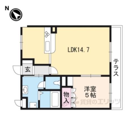 キーウエスト(1LDK/1階)の間取り写真