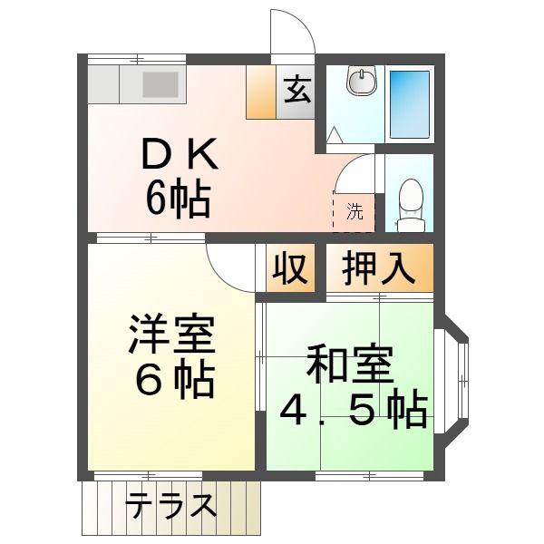 ラ・ブリーズ(2DK/1階)の間取り写真