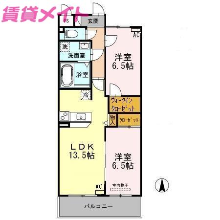 グランドパレス(2LDK/5階)の間取り写真