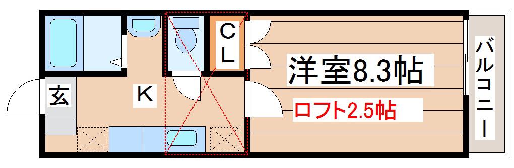 ロングラン台原(1K/1階)の間取り写真