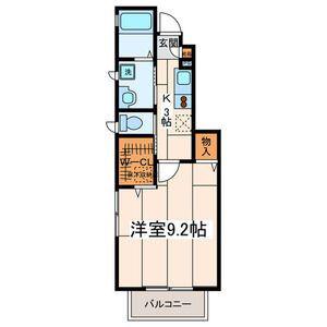 グリーンヒルC(1K/1階)の間取り写真