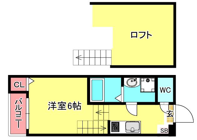 MAISON DE AMBER 井尻(1K/2階)の間取り写真
