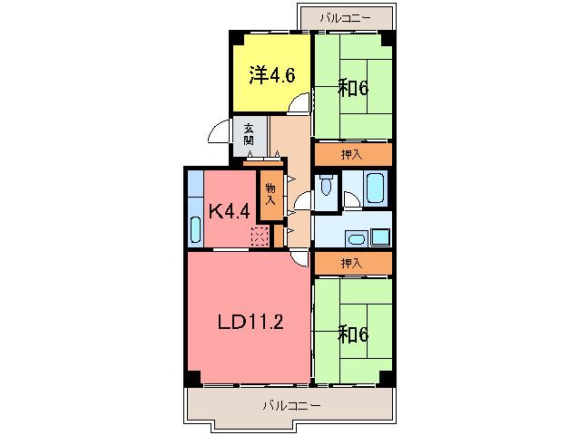 東灘ロイヤルマンション(3LDK/3階)の間取り写真