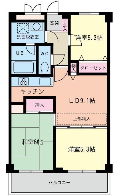 リバーストーン古淵(3LDK/3階)の間取り写真
