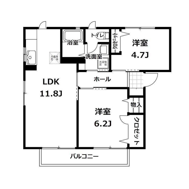 寺門ハイツ(2LDK/1階)の間取り写真