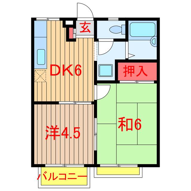 エステートピア咲が丘1・2(2DK/2階)の間取り写真