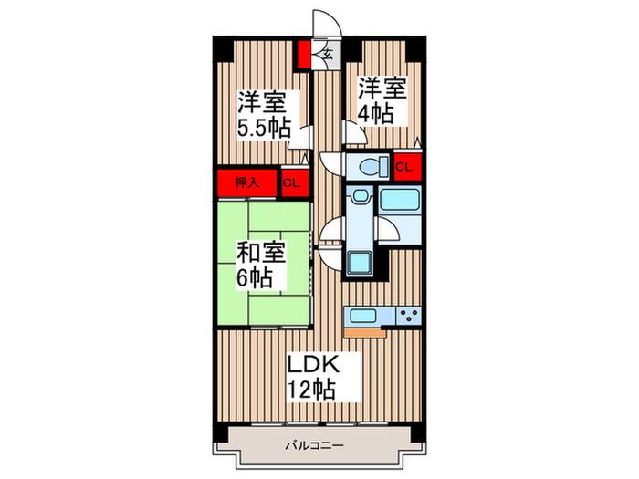 コンフリエ八幡町(3LDK/4階)の間取り写真