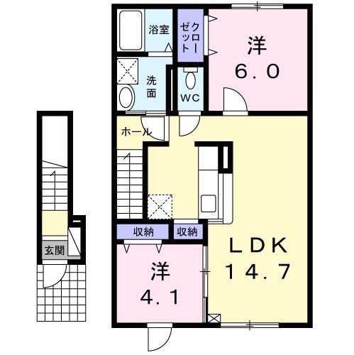 フローラル(2LDK/2階)の間取り写真