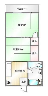 吉田マンション(2K/2階)の間取り写真