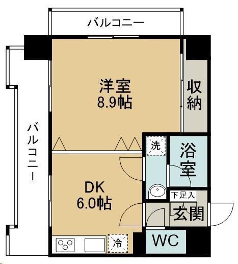 奥江ビルガーデングレース(1DK/4階)の間取り写真
