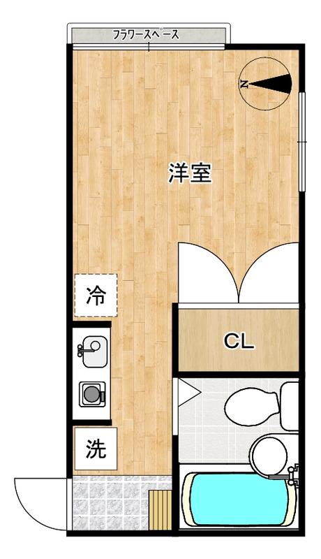 ヒルタハイツ(ワンルーム/2階)の間取り写真