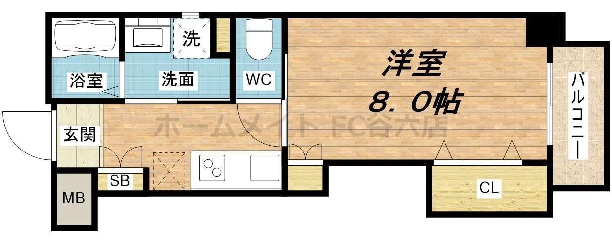 ラポルトヴィタ(1K/6階)の間取り写真