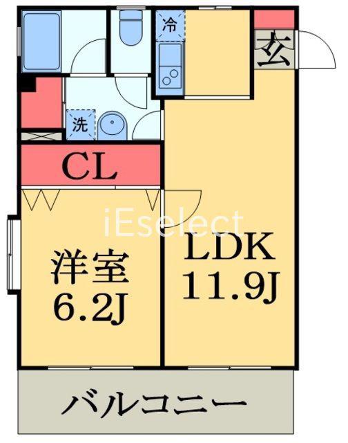 BAY SIDE COURT弐(1LDK/1階)の間取り写真
