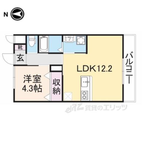 センターアイランド(1LDK/2階)の間取り写真