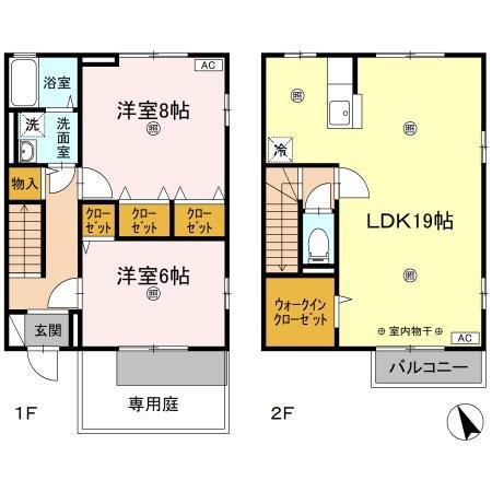 リヴェールA棟(2LDK/1階)の間取り写真