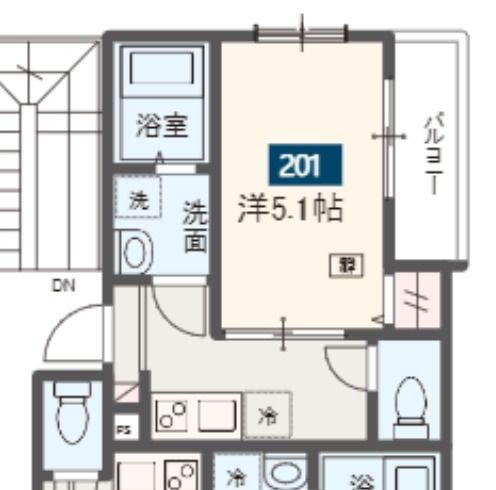 MELDIA八千代台北1丁目B号棟(1K/2階)の間取り写真