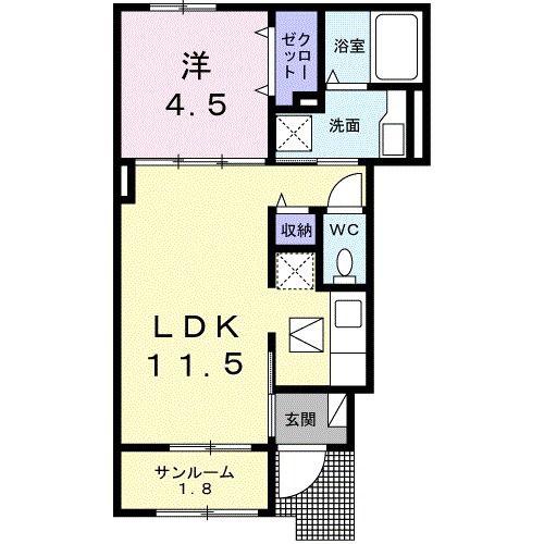 トーゴ H(1LDK/1階)の間取り写真