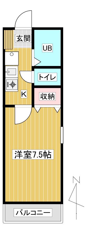 ビューパレス上戸田(1K/1階)の間取り写真